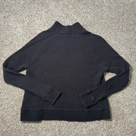 North Face Women's Chabot Black Crop Waffle Mock Neck L/S Sweater Size M - Picture 3 of 6